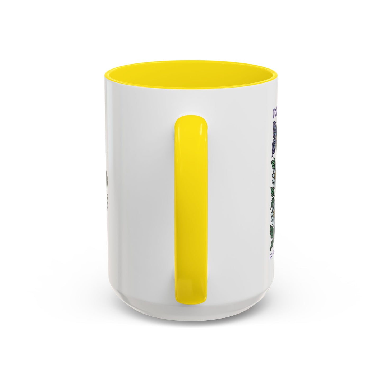 Folklore Fields Mug – Botanical Strawberry & Compass Design, Color Accent Ceramic Drinkware