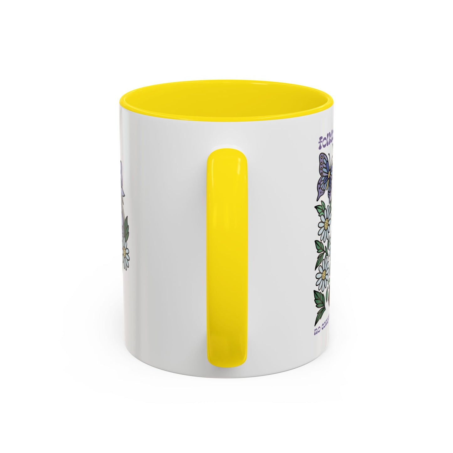 Folklore Fields Mug – Botanical Strawberry & Compass Design, Color Accent Ceramic Drinkware