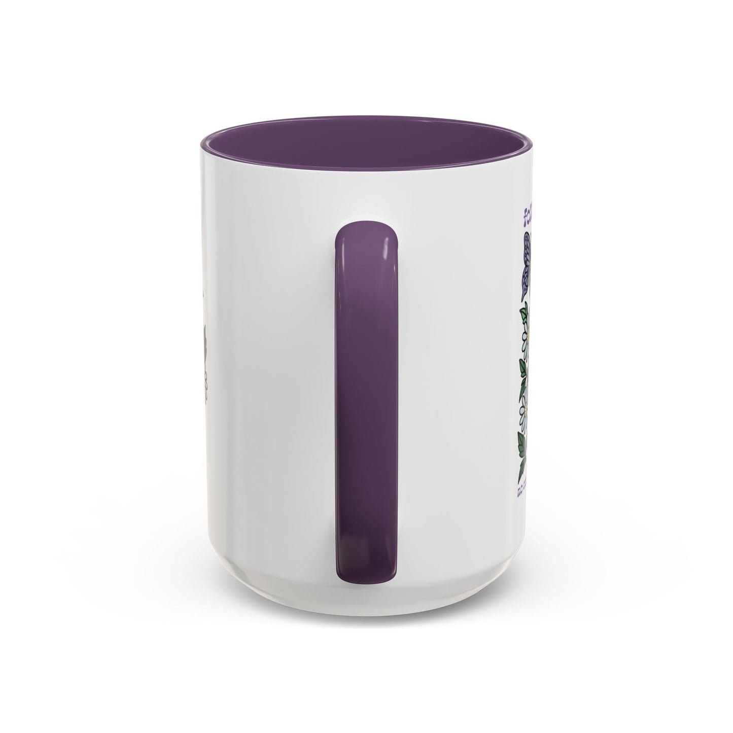 Folklore Fields Mug – Botanical Strawberry & Compass Design, Color Accent Ceramic Drinkware