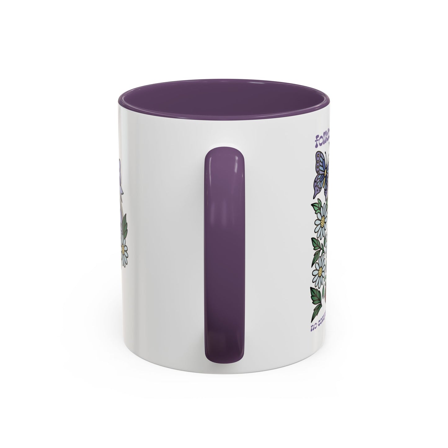 Folklore Fields Mug – Botanical Strawberry & Compass Design, Color Accent Ceramic Drinkware