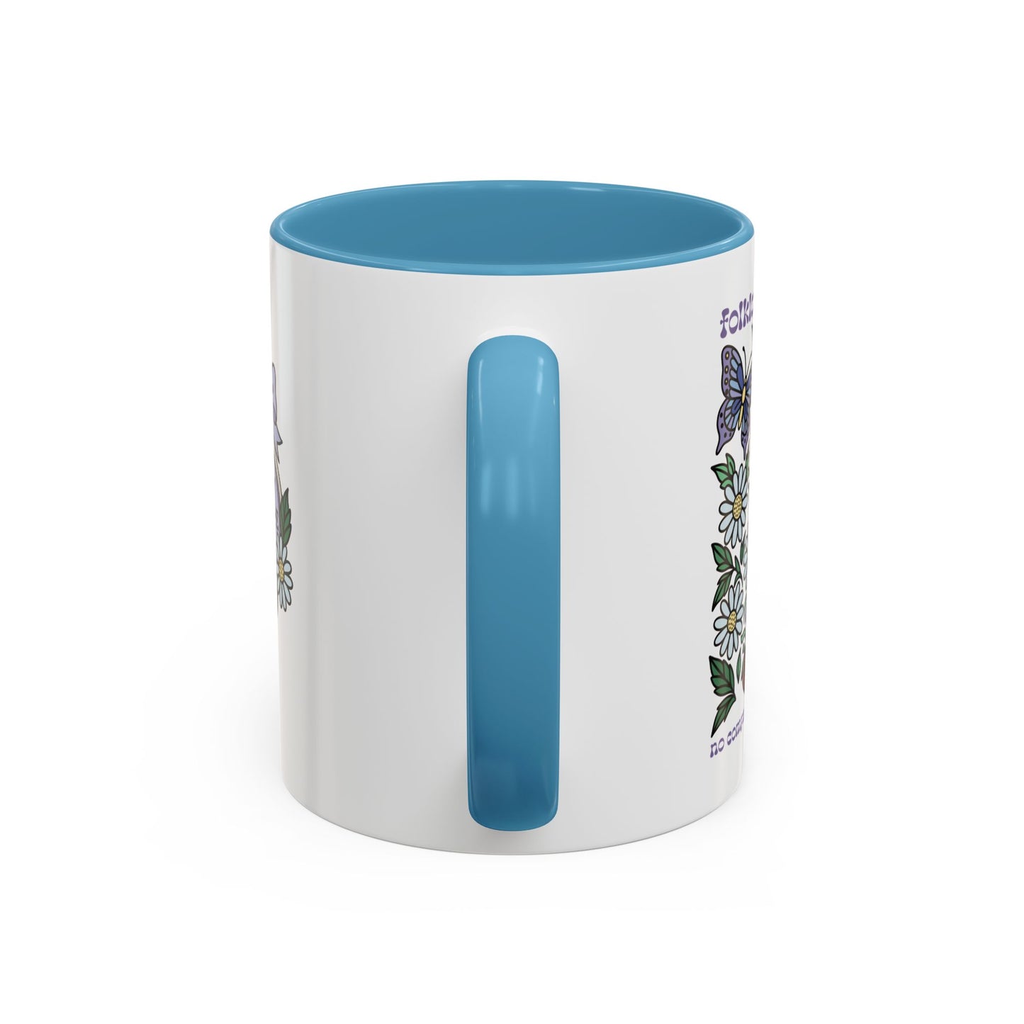Folklore Fields Mug – Botanical Strawberry & Compass Design, Color Accent Ceramic Drinkware