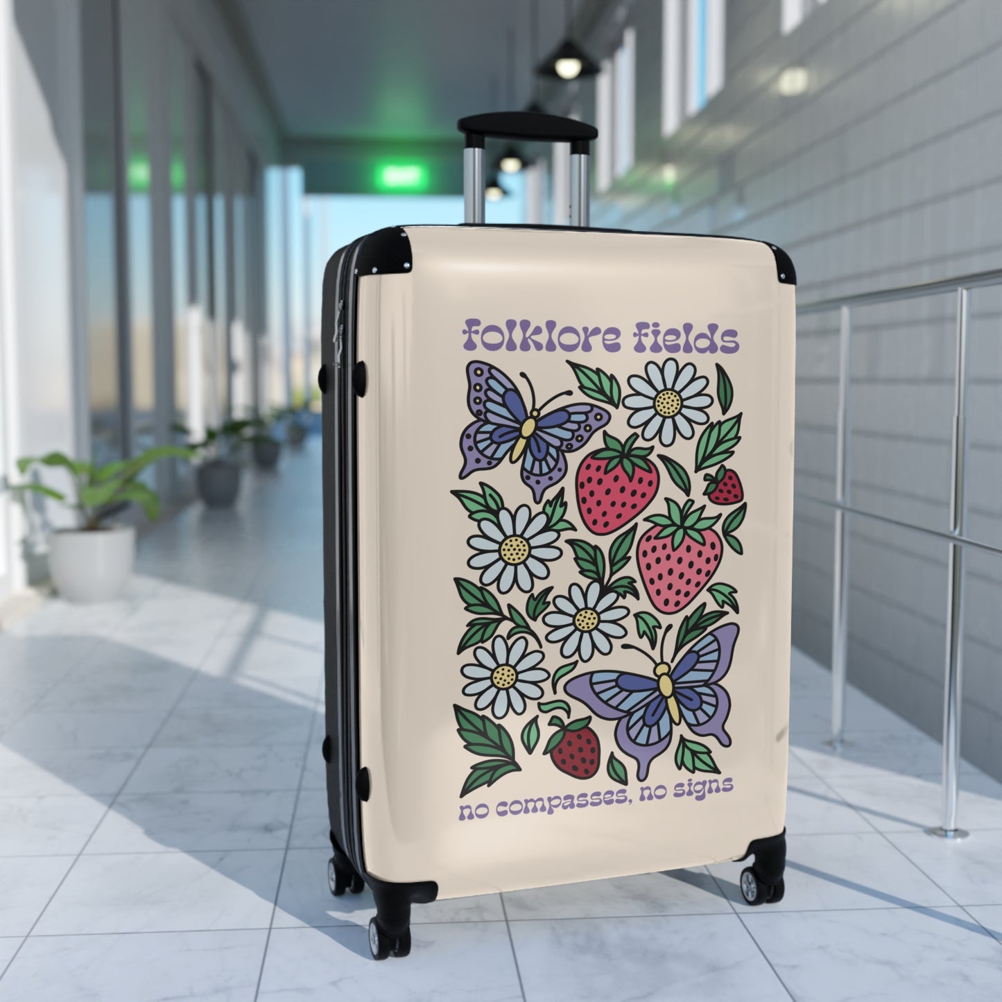 Folklore Fields Suitcase – Whimsical Floral Butterfly Luggage, Lightweight & Durable for Travel and Gifts