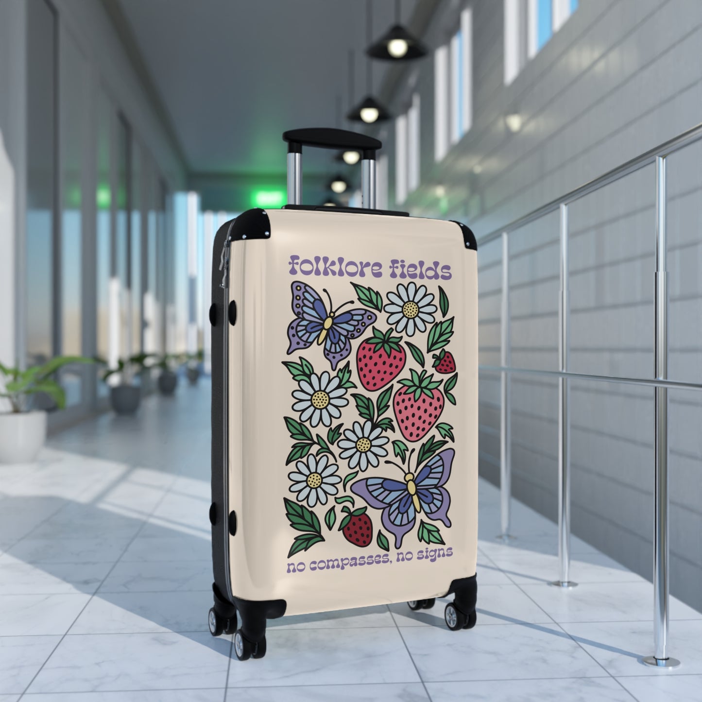 Folklore Fields Suitcase – Whimsical Floral Butterfly Luggage, Lightweight & Durable for Travel and Gifts
