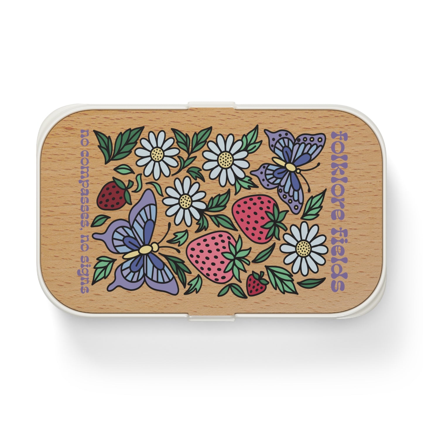 Folklore Fields Floral Bento Lunch Box β Eco-Friendly, Microwave-Safe, Strawberry Design