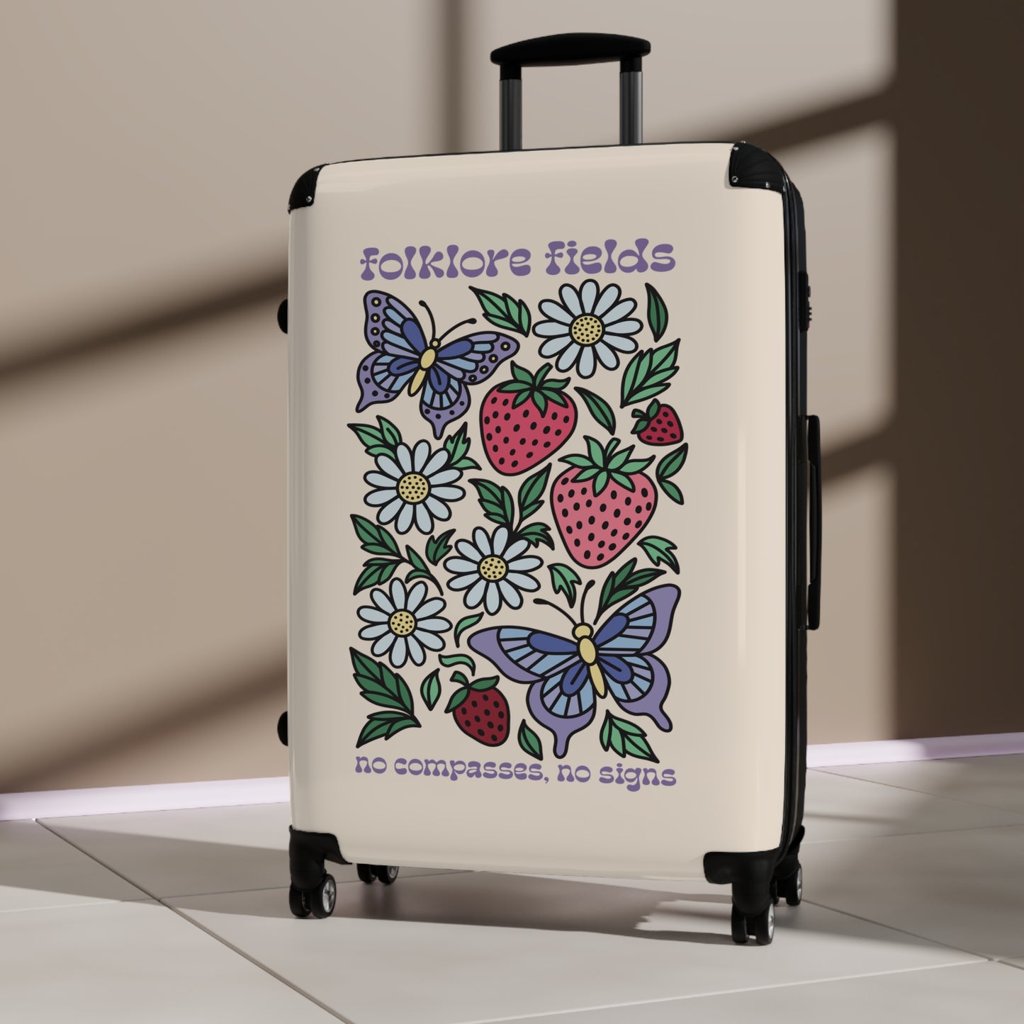 Folklore Fields Suitcase – Whimsical Floral Butterfly Luggage, Lightweight & Durable for Travel and Gifts