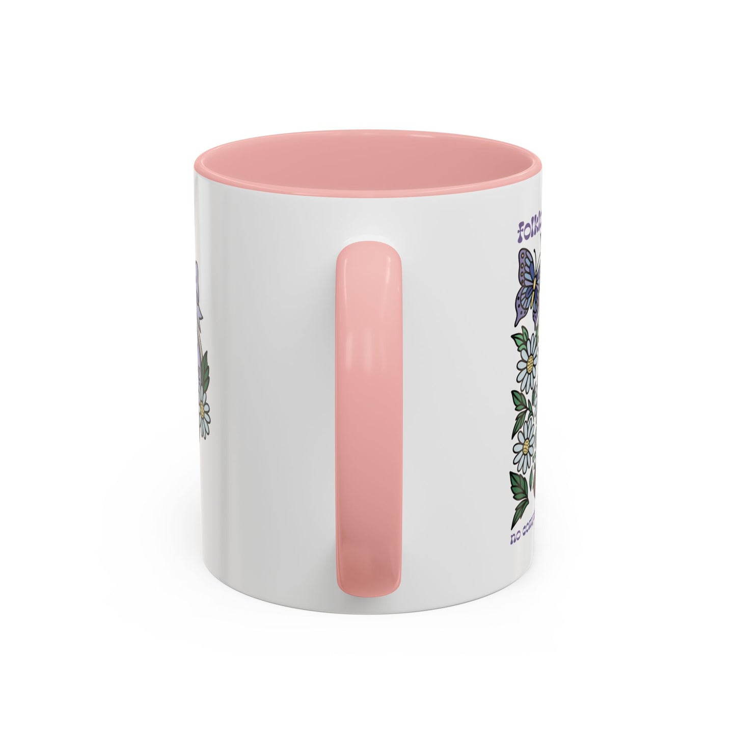 Folklore Fields Mug – Botanical Strawberry & Compass Design, Color Accent Ceramic Drinkware