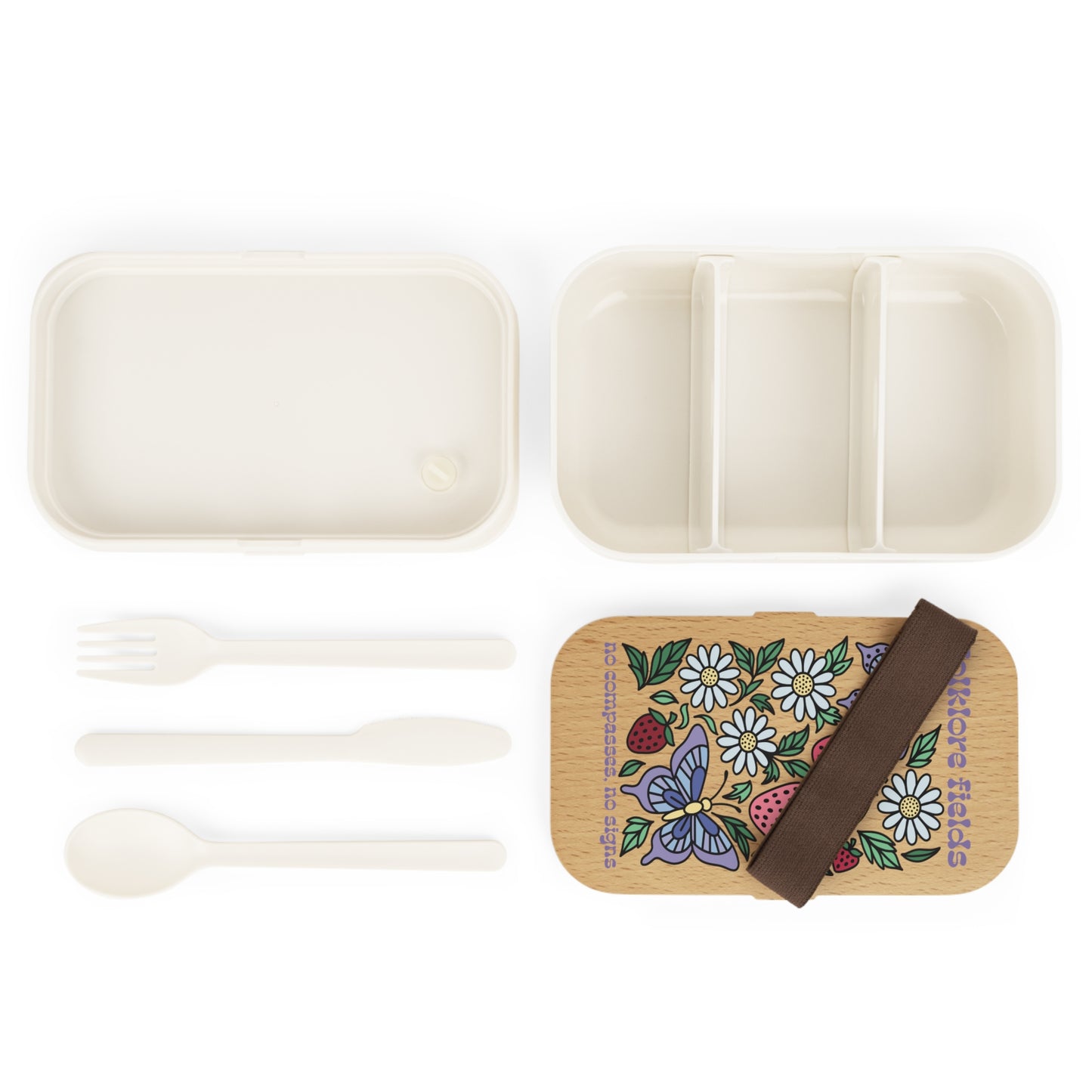 Folklore Fields Floral Bento Lunch Box β Eco-Friendly, Microwave-Safe, Strawberry Design
