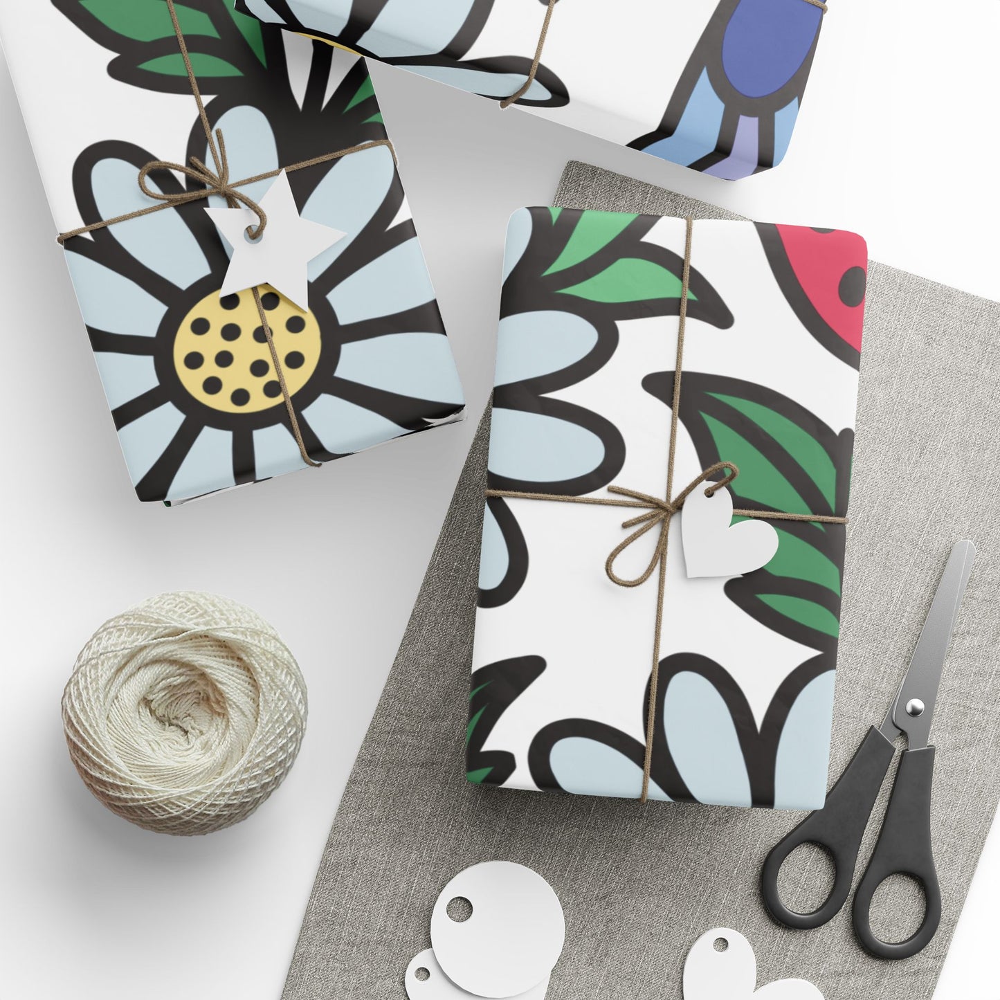 Folklore Fields Wrapping Paper – Strawberry & Daisy Gift Wrap for Birthdays, Holidays, and Celebrations