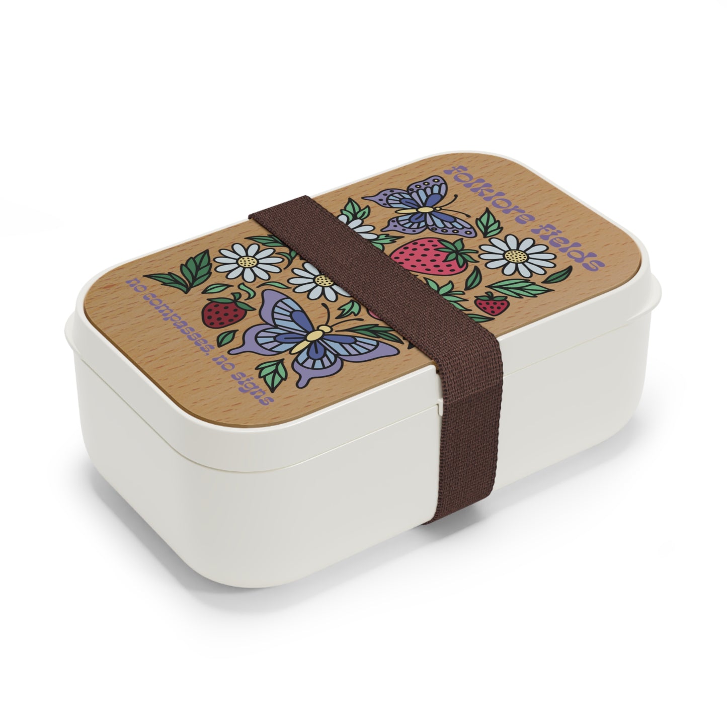 Folklore Fields Floral Bento Lunch Box β Eco-Friendly, Microwave-Safe, Strawberry Design