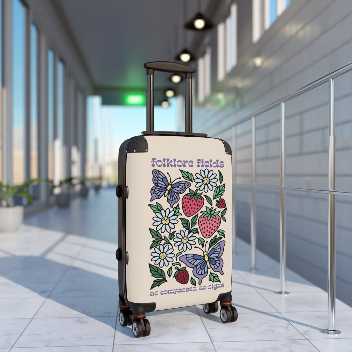 Folklore Fields Suitcase – Whimsical Floral Butterfly Luggage, Lightweight & Durable for Travel and Gifts