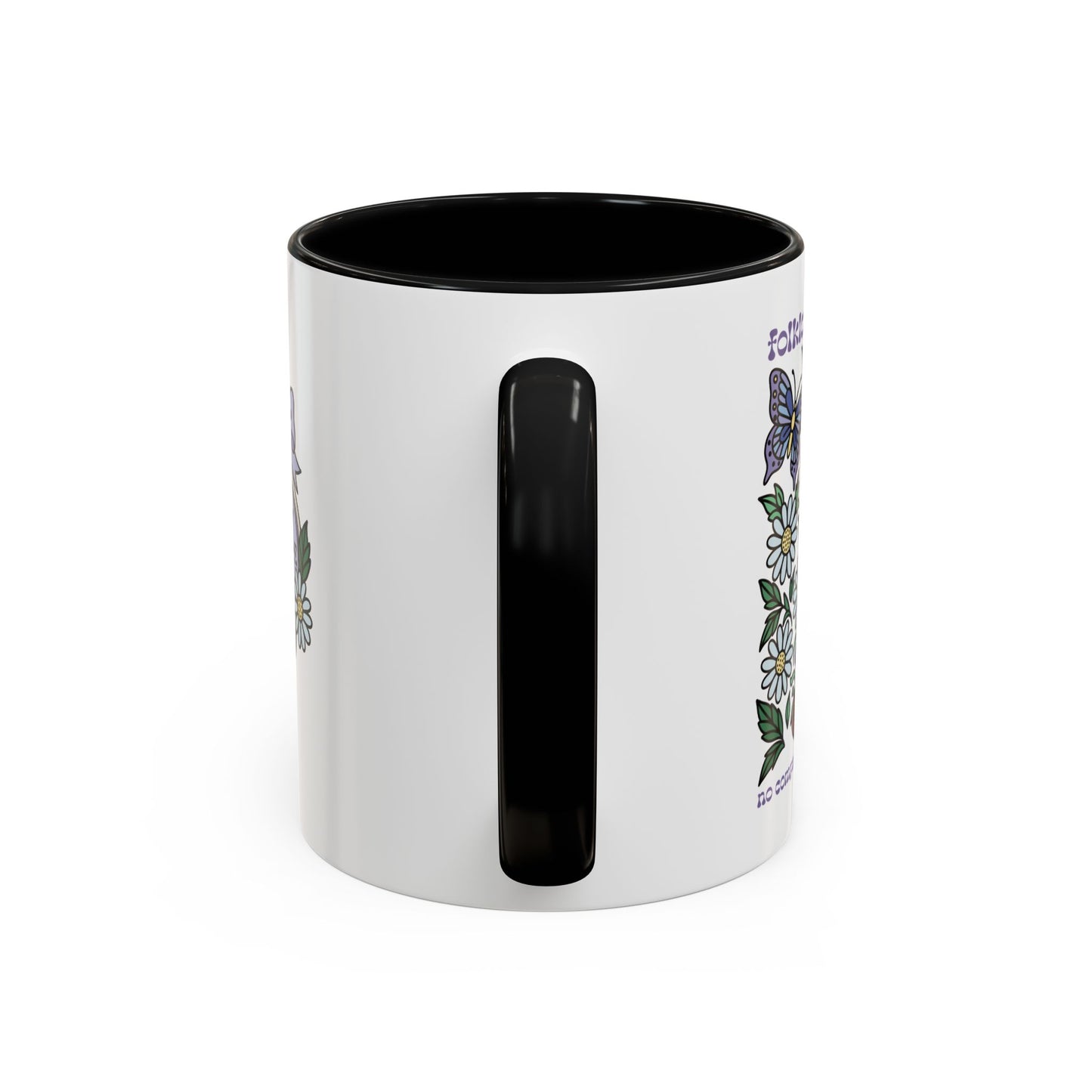Folklore Fields Mug – Botanical Strawberry & Compass Design, Color Accent Ceramic Drinkware