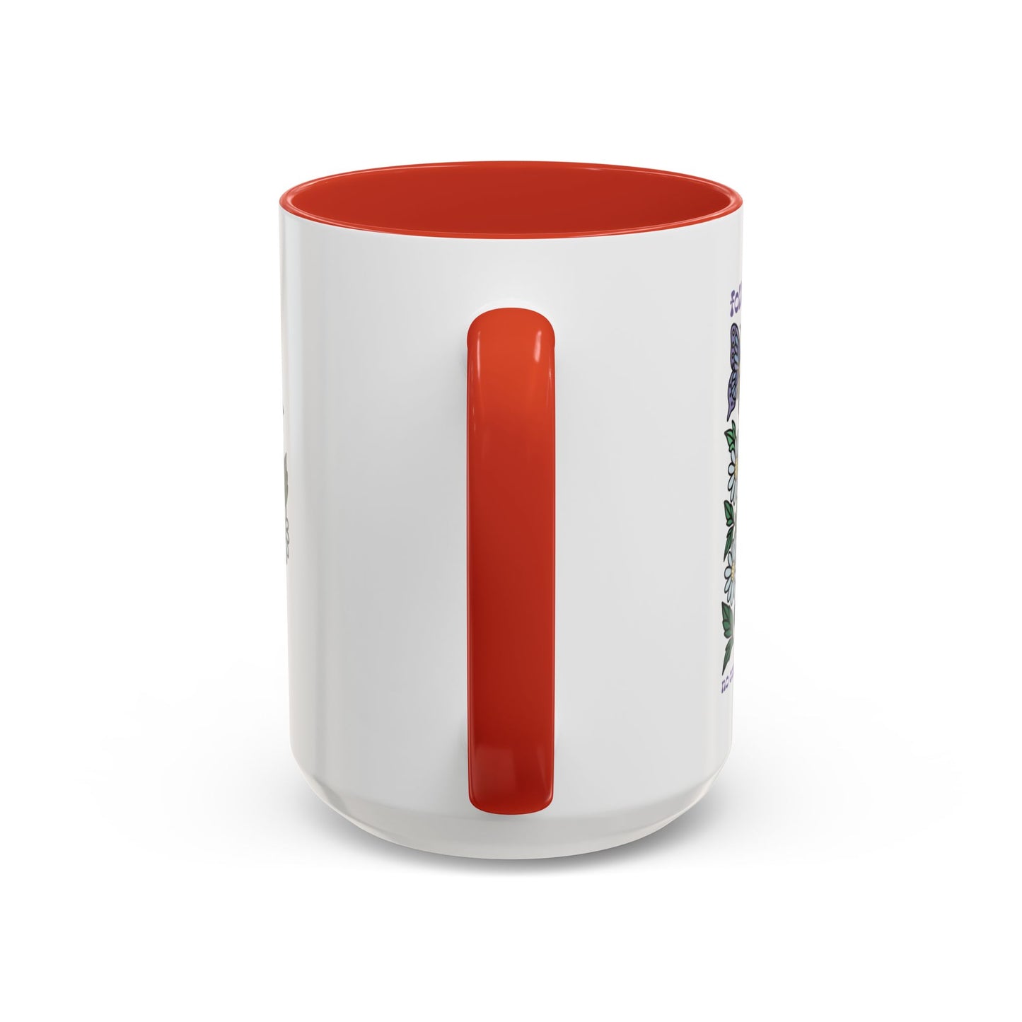 Folklore Fields Mug – Botanical Strawberry & Compass Design, Color Accent Ceramic Drinkware