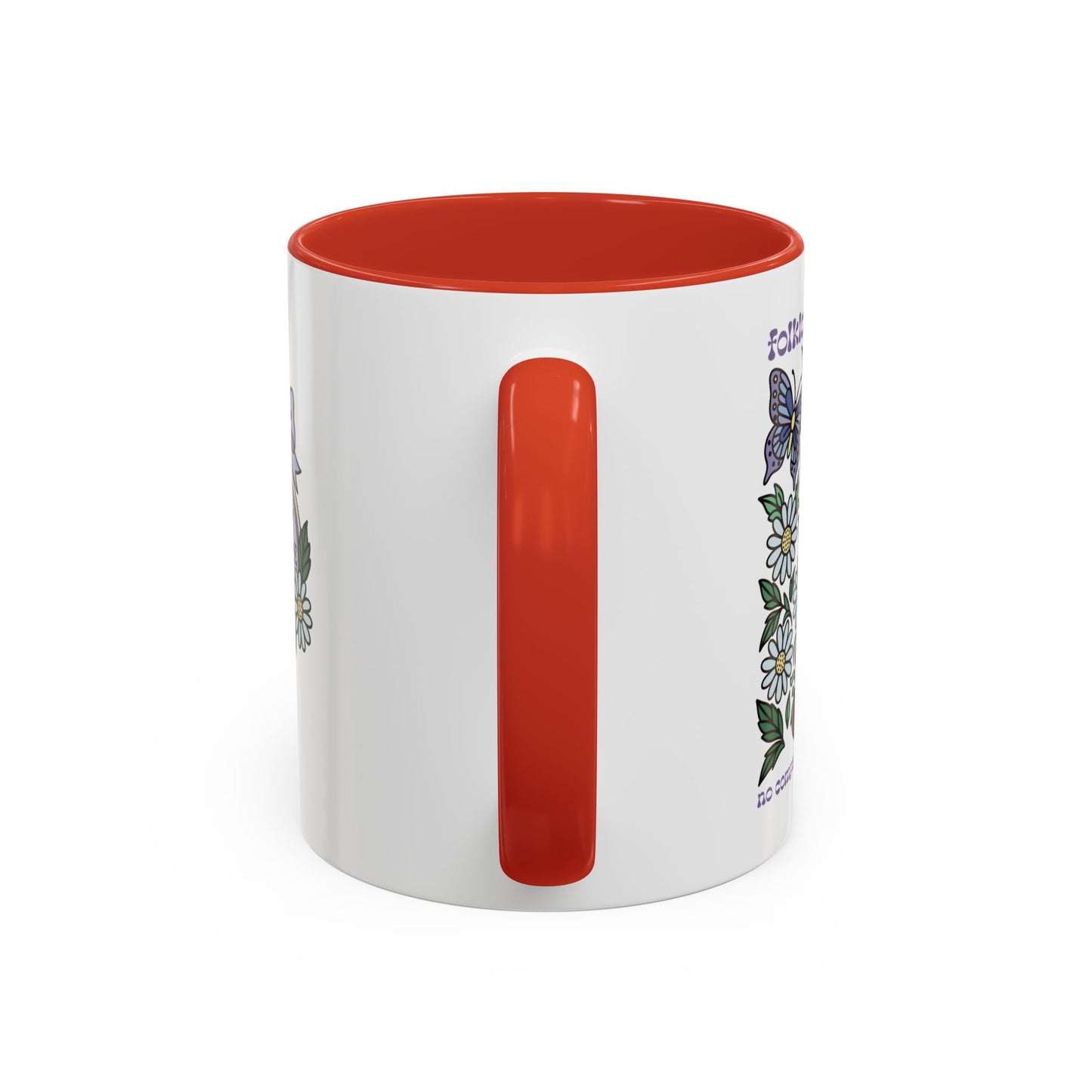 Folklore Fields Mug – Botanical Strawberry & Compass Design, Color Accent Ceramic Drinkware