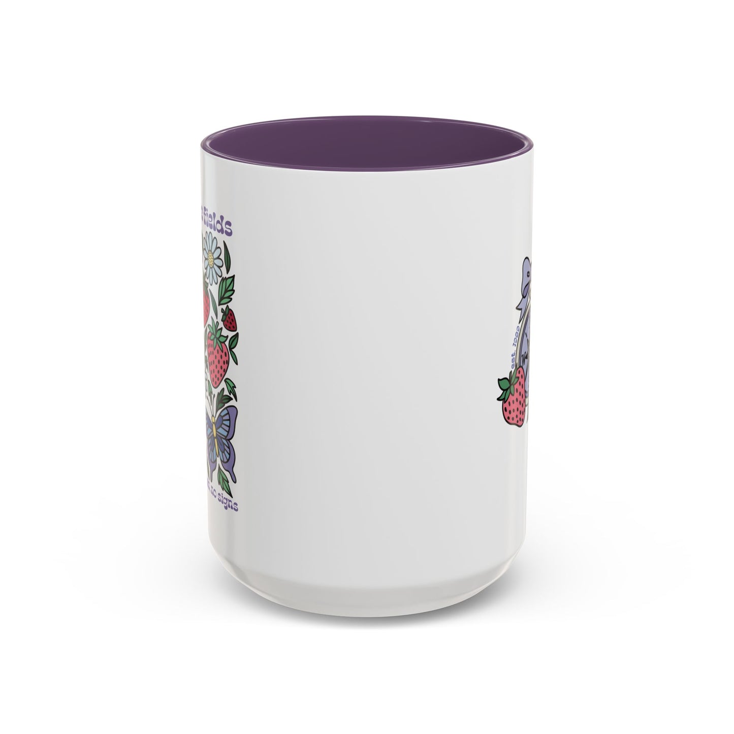 Folklore Fields Mug – Botanical Strawberry & Compass Design, Color Accent Ceramic Drinkware