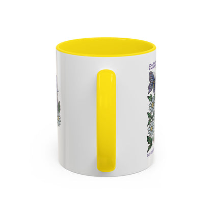 Folklore Fields Mug – Botanical Strawberry & Compass Design, Color Accent Ceramic Drinkware