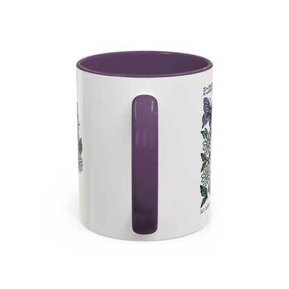 Folklore Fields Mug – Botanical Strawberry & Compass Design, Color Accent Ceramic Drinkware