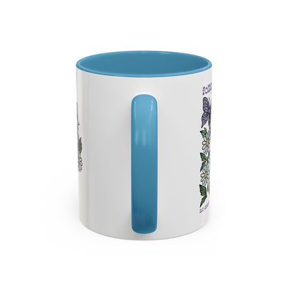 Folklore Fields Mug – Botanical Strawberry & Compass Design, Color Accent Ceramic Drinkware