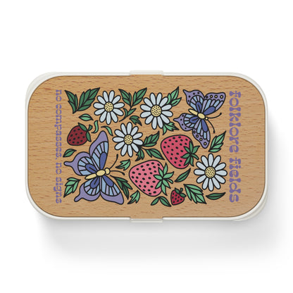 Folklore Fields Floral Bento Lunch Box – Eco-Friendly, Microwave-Safe, Strawberry Design