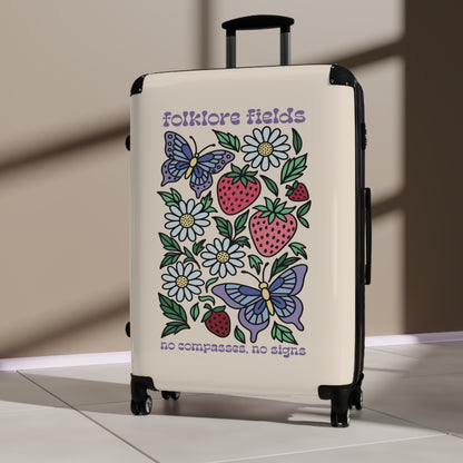 Folklore Fields Suitcase – Whimsical Floral Butterfly Luggage, Lightweight & Durable for Travel and Gifts