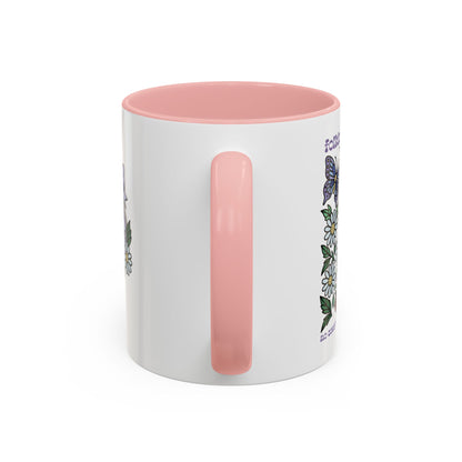 Folklore Fields Mug – Botanical Strawberry & Compass Design, Color Accent Ceramic Drinkware