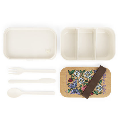 Folklore Fields Floral Bento Lunch Box – Eco-Friendly, Microwave-Safe, Strawberry Design
