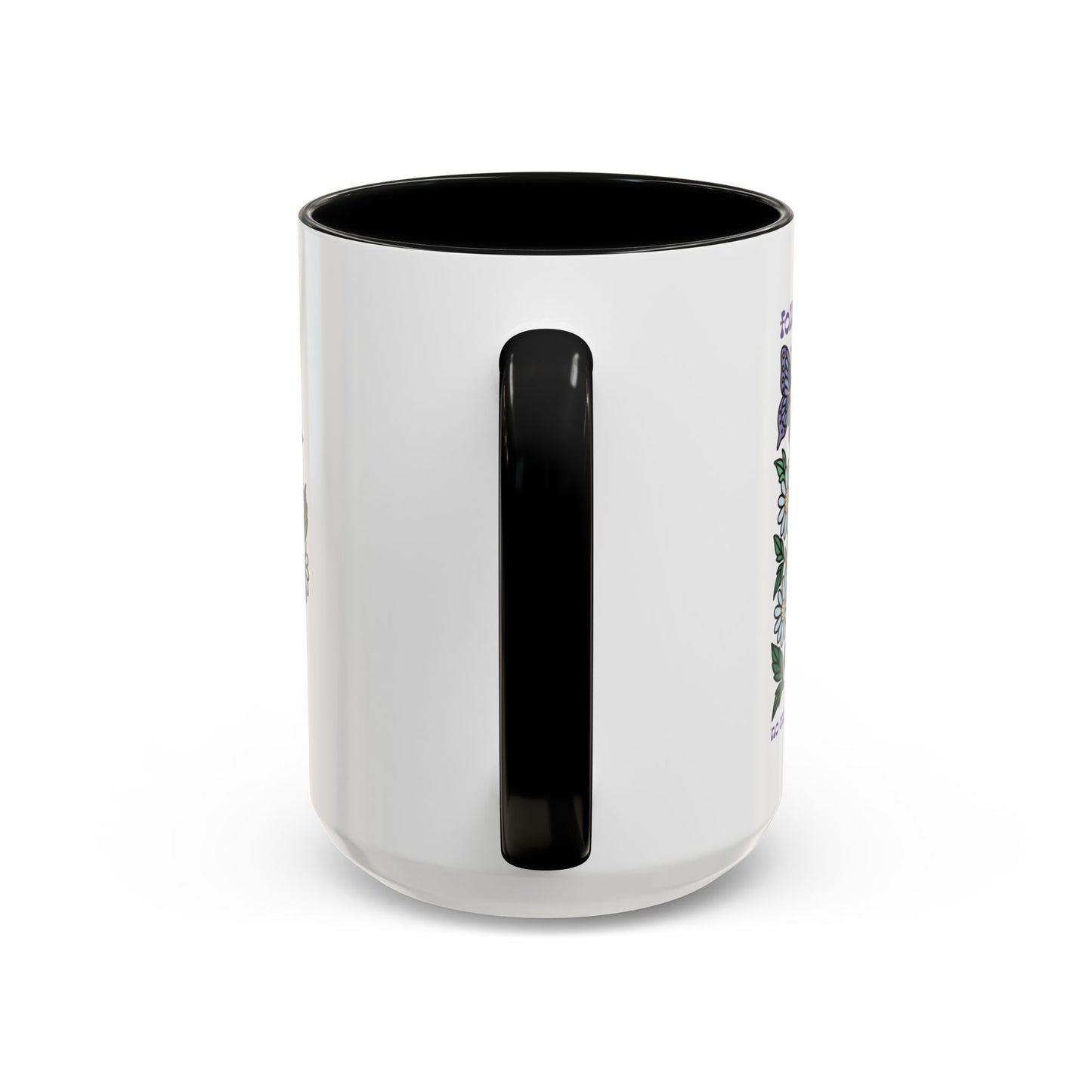 Folklore Fields Mug – Botanical Strawberry & Compass Design, Color Accent Ceramic Drinkware