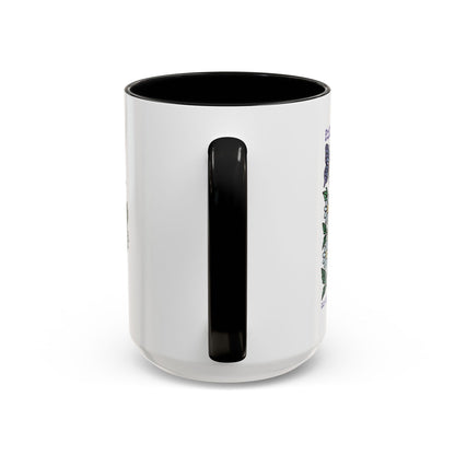 Folklore Fields Mug – Botanical Strawberry & Compass Design, Color Accent Ceramic Drinkware