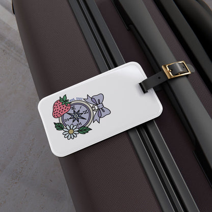 Folklore Fields Luggage Tag – Compass & Floral Design, Durable Acrylic Travel Accessory