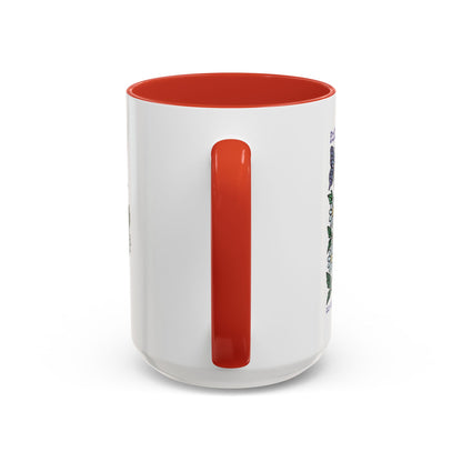 Folklore Fields Mug – Botanical Strawberry & Compass Design, Color Accent Ceramic Drinkware