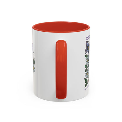 Folklore Fields Mug – Botanical Strawberry & Compass Design, Color Accent Ceramic Drinkware